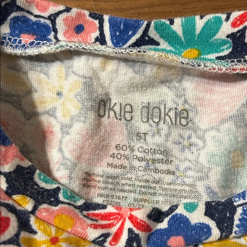 Girls Ok!e Dokie Colorful Floral Dress size 5T Spring/Summer